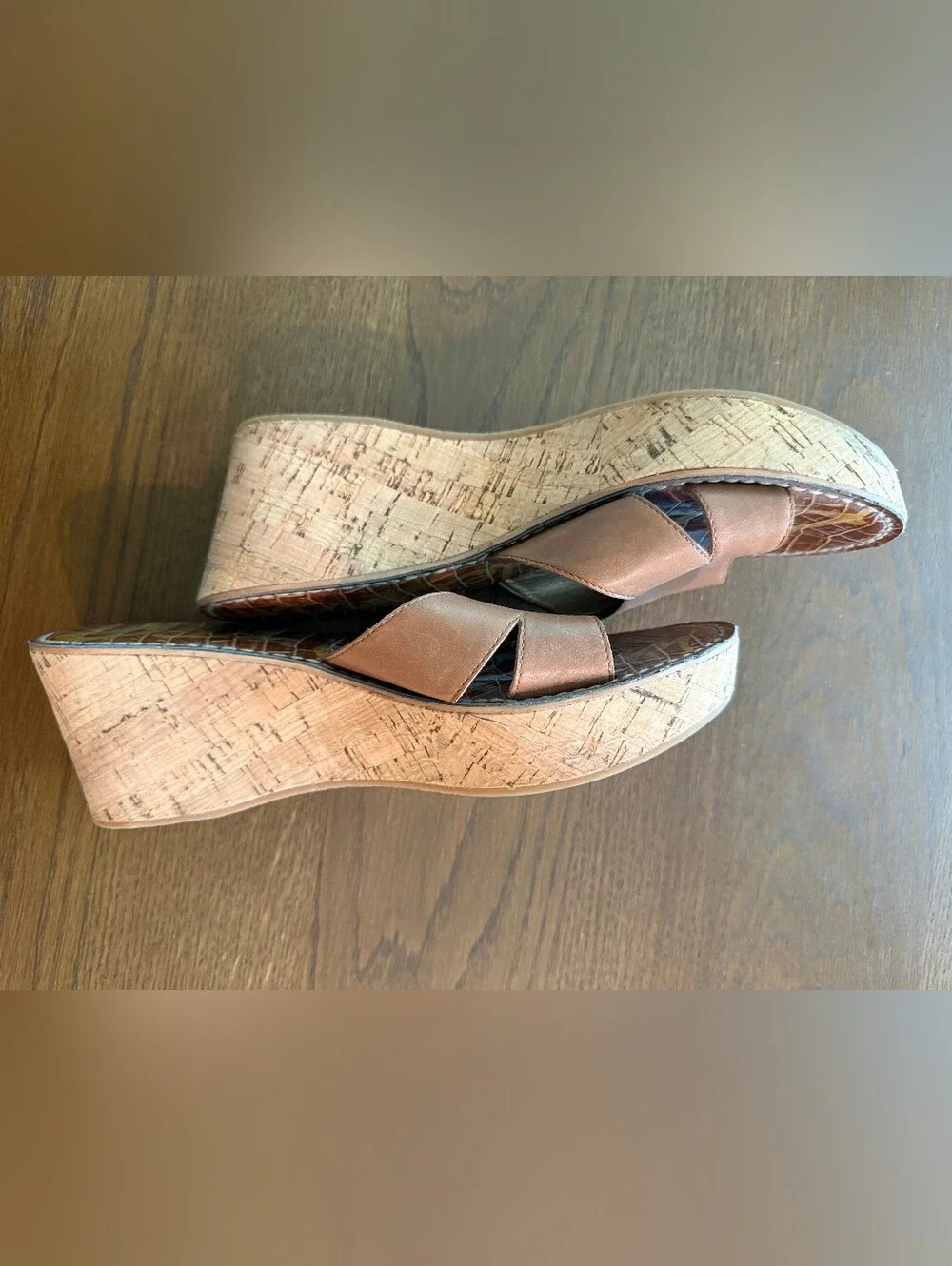 Sam Edelman Brown Leather Platform Wedge Sandals